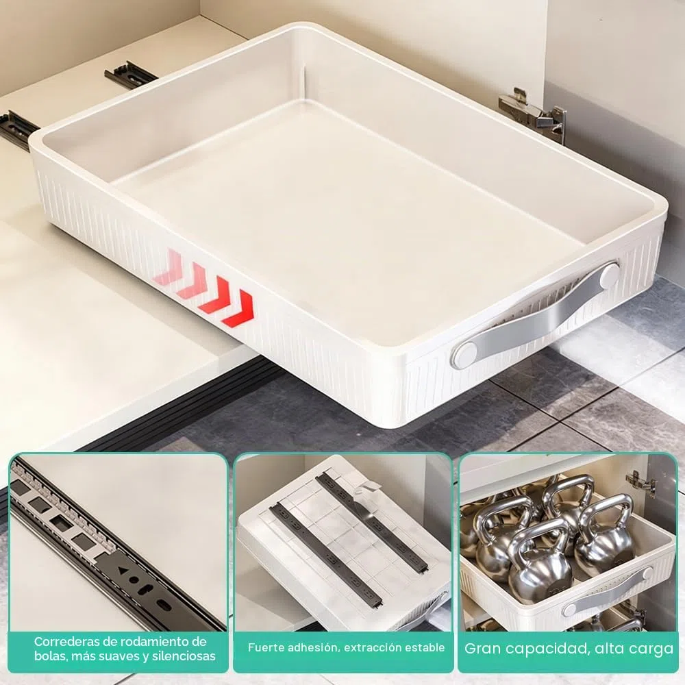 Cajones Extraibles para Cocina 39.7x24.3x6.7cm Cajón Telescópico Armario Cocina Bandejas/Baldas Extraibles Armarios con Tiras de Pegamento en los Rieles del Cajón para Poner Bajo Un Fregadero