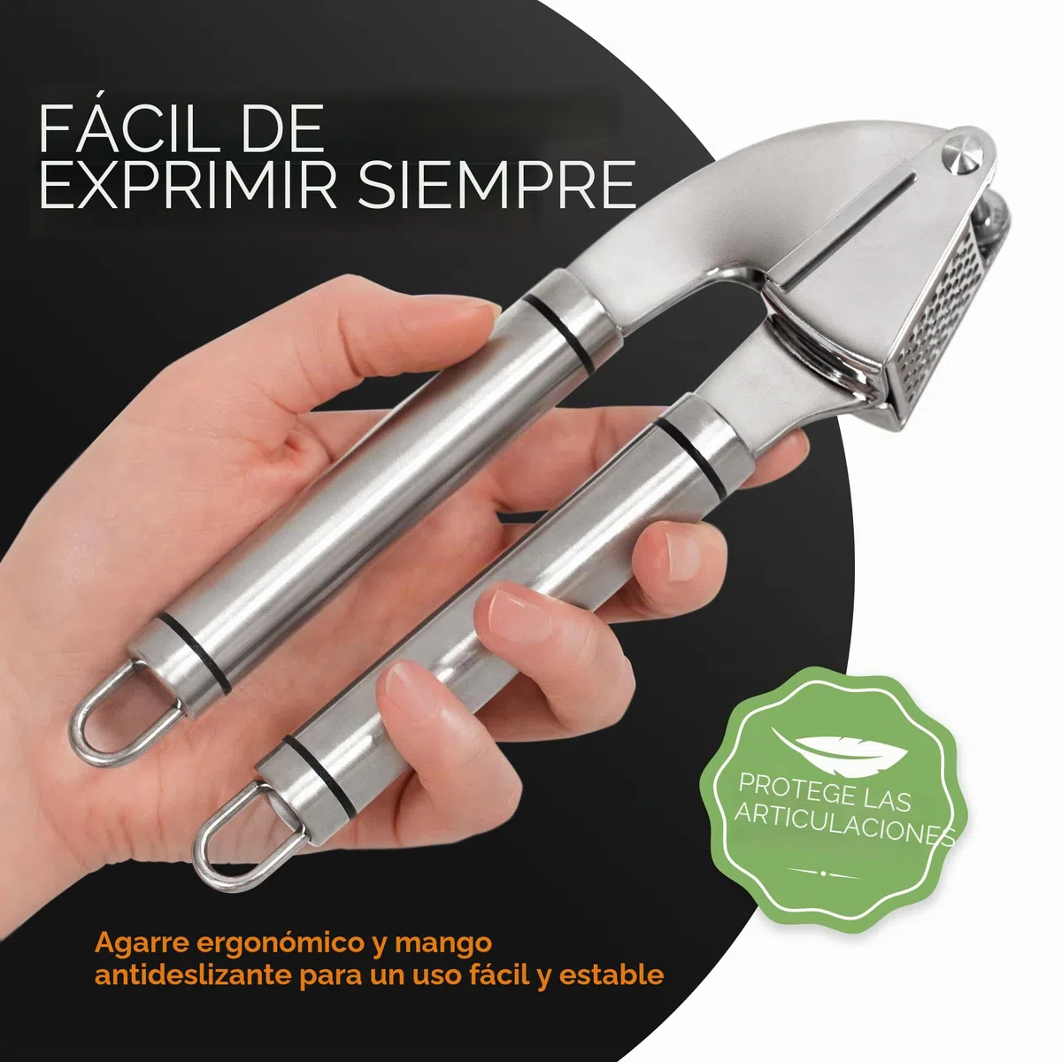 ORBLUE Prensa de Ajos y Machacador de Acero Inoxidable: ¡Prensa Ajos, Prensador y Picador Manual para Ajos Perfectamente Machacados y Aromáticos