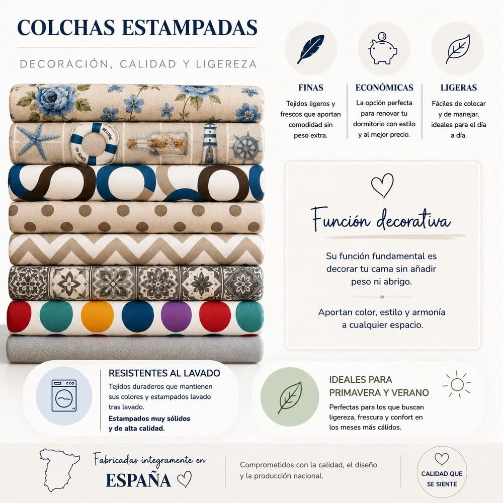 SABANALIA - Colcha Cama 90 | Estampada Aros | 50% Algodón - 50% Poliéster | Cubrecama Primavera y Verano | Disponible en Varios Tamaños y Colores | (180x280) | Verde