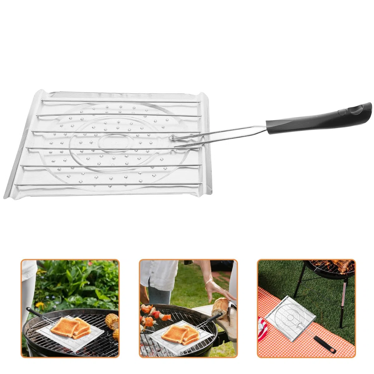 ORFOFE Parrilla Tostadora de Camping de Acero Inoxidable Diseño Perforado para Estufa de Gas, Herramientas de Cocina