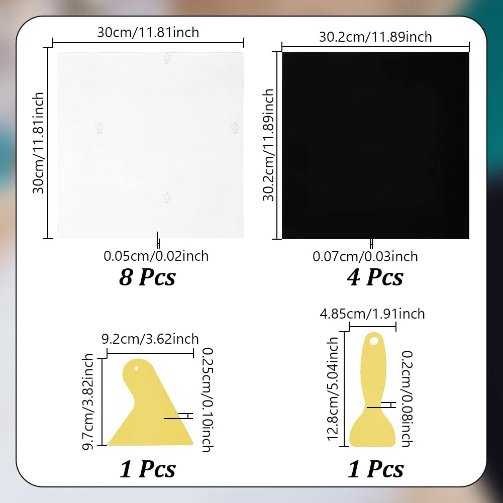 NBEADS 1 kit de Material de Plantilla Adhesiva con Diamantes de Imitación, 8 papel de Transferencia Térmica de Diamantes de Imitación, 4 películas de Transferencia Térmica Flocadas Y 2 raspadores