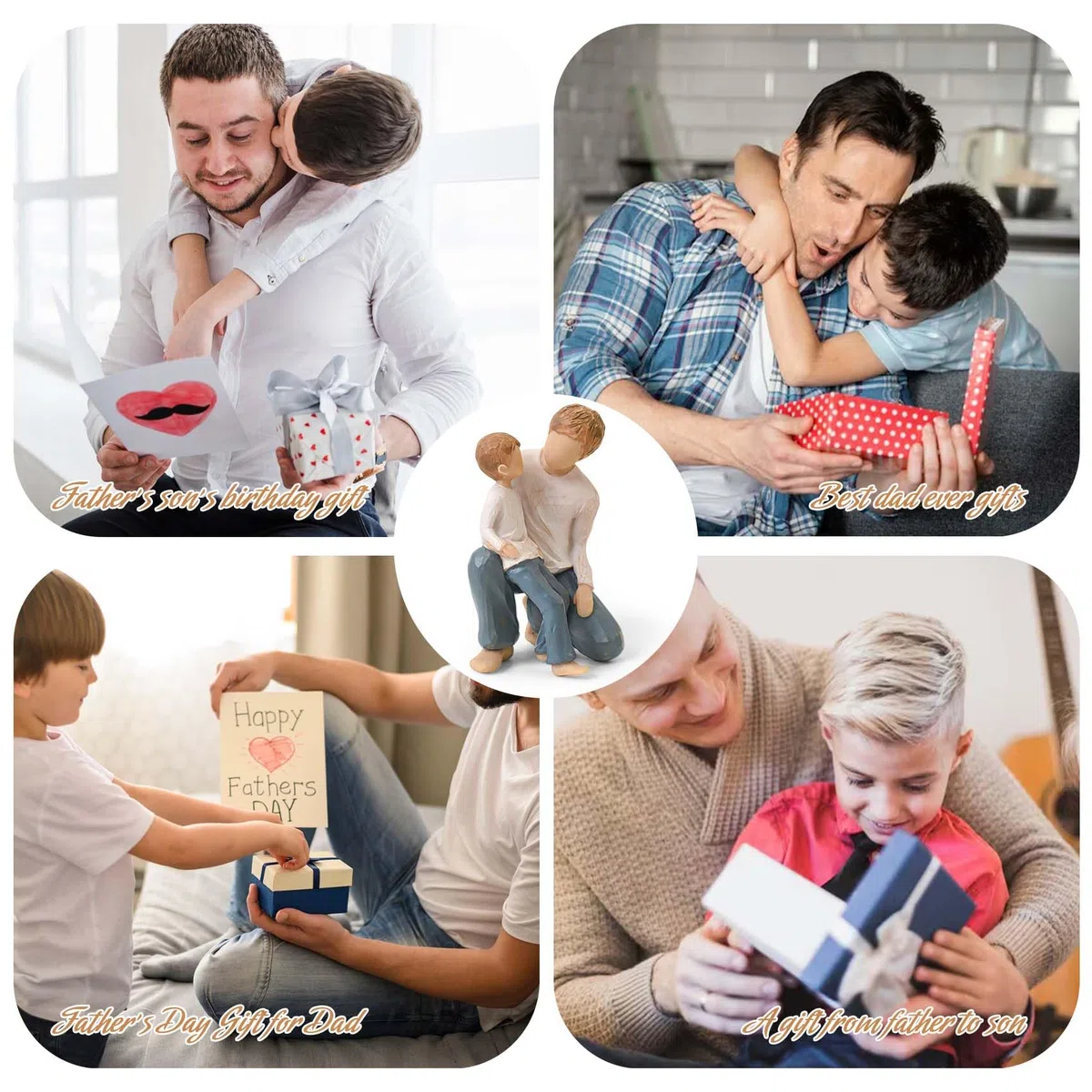 Figuras de escultura de regalo para papá de hijo padre e hijo, regalos sentimentales para papá de hijo para el día del padre, cumpleaños, Navidad, estatua pintada a mano de resina