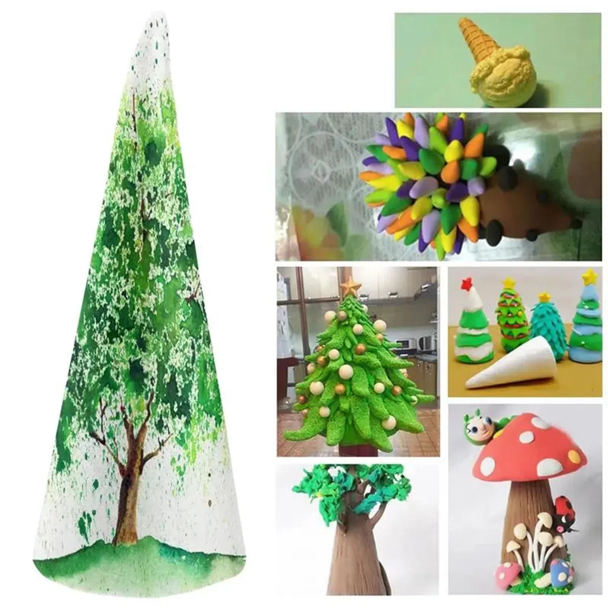 12 Piezas de Conos de Espuma para Manualidades, Proyecto de de Navidad, Decoraciones Hechas a Mano, Conos de de Espuma para Festivales, 20 centímetros