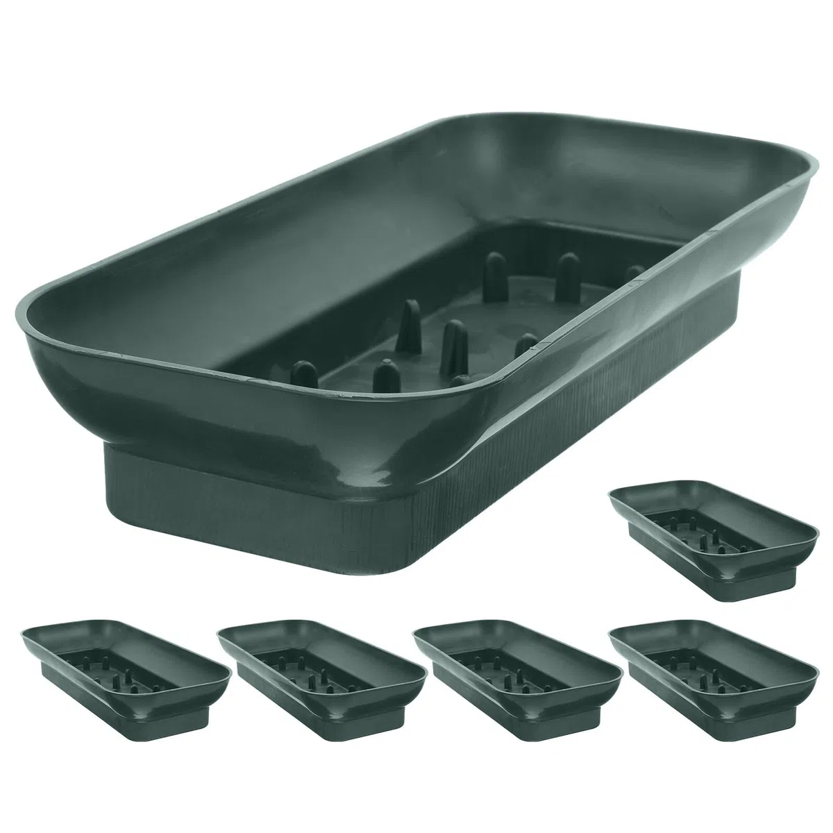 Bandeja Rectangular para Arreglos de Flores 6 Piezas, Base de Plástico con Agujas para Fijar Espuma y Tallos, Soporte Reutilizable para Decoración de Iglesias, Bodas y