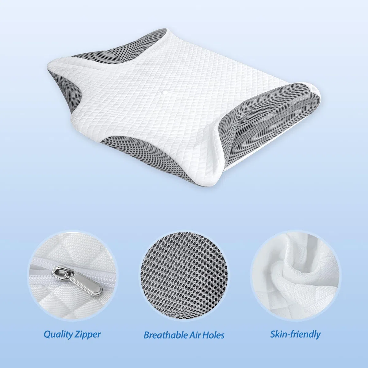 HOMCA Funda de Almohada de Repuesto Sólo para PL02-Almohadas, Funda de Almohada Cervical, Funda Lavable, Gris