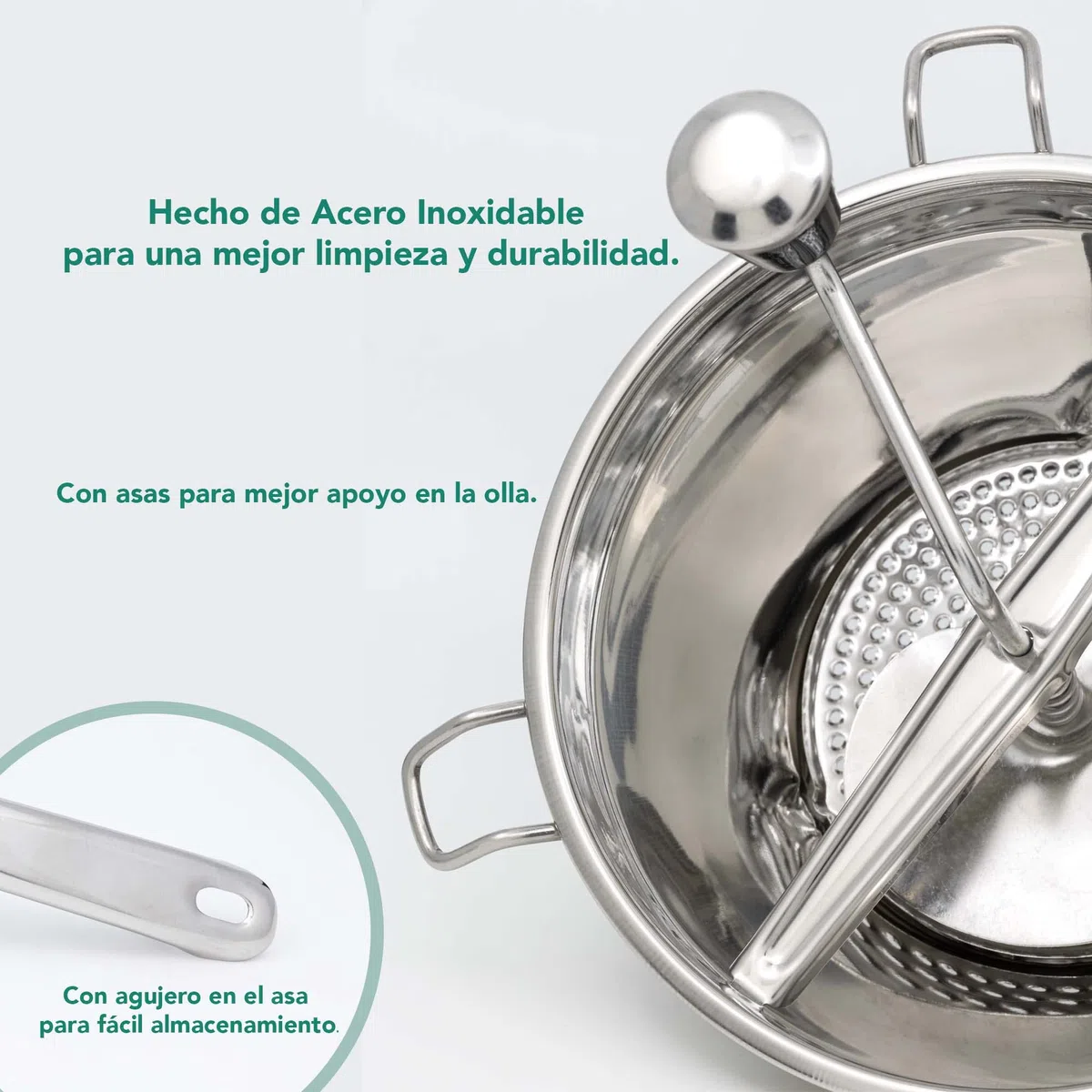 Pasapures Acero Inoxidable 20cm con 3 Discos Colador Chino Cocina