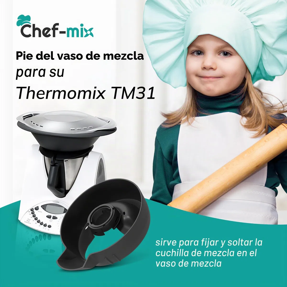 Base de Recipiente TM 31 Recambio para Vоrwerk Thermоmix Base para Vaso TM31 - Base de Recipiente de Plástico para Thermоmix Bol Mezclador TM31 - Recambios & Accesorios Thermоmix TM31