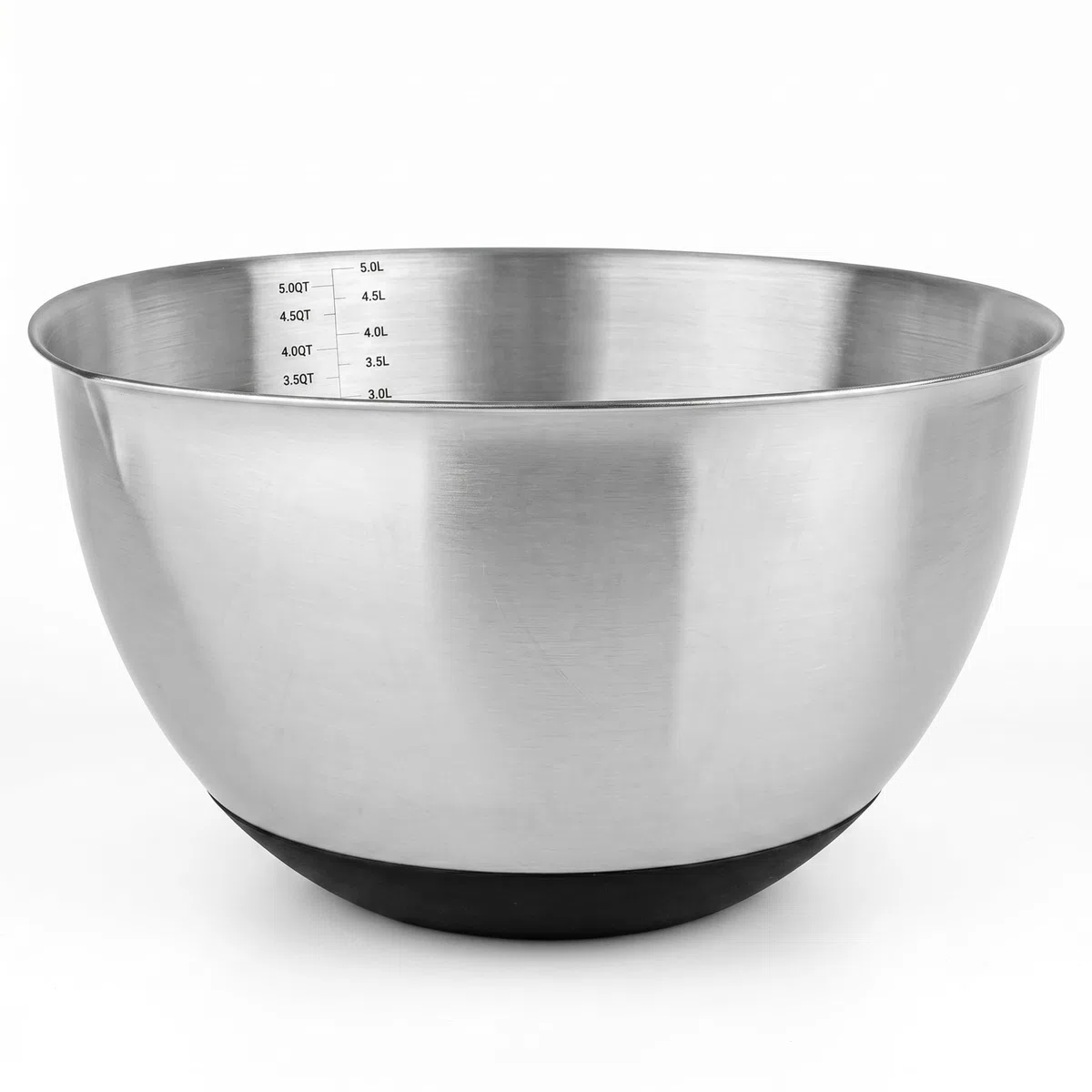 MGE - Cuenco para Mezclar con Escala Medidora - Bol de Cocina Multiusos - Frutero - Ensaladera - Ensaladera, Mixing Bowl, Bol de Repostería - Acero Inoxidable - Base Antideslizante - 26 cm