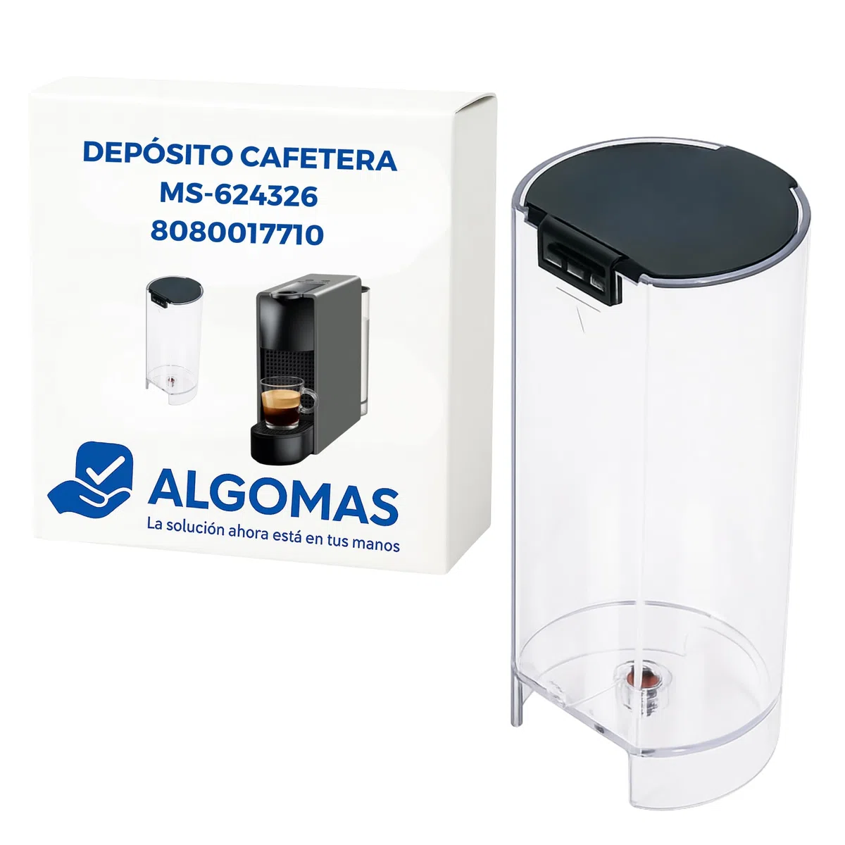 ALGOMAS® Depósito de Agua Compatible con Nespresso Essenza Mini MS-624326 8080017710 | 0,6L Transparente | Repuesto Sustitución Cafetera XN110 | Instalación Fácil
