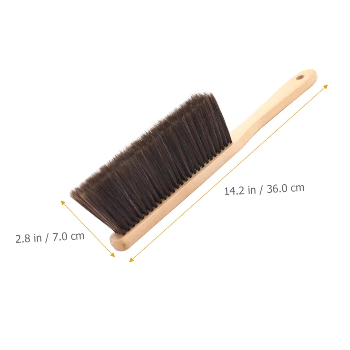 WOONEKY Cepillo de Limpieza para Sofá y Mostrador con Mango de Madera Marrón, Cerdas Suaves Que No Sueltan, Diseño Ligero para Limpieza Hogar