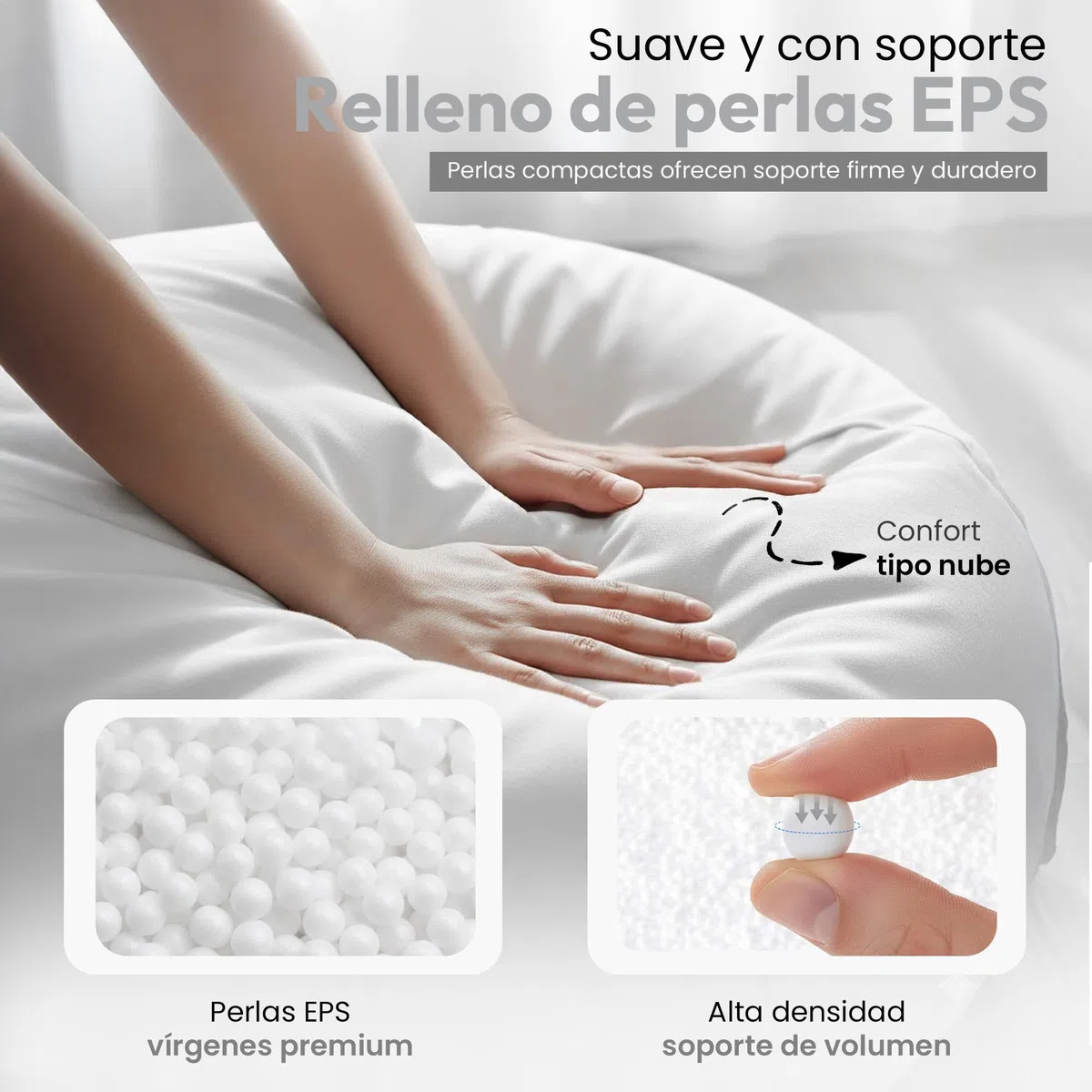 Bolsa perezosa original EPS relleno de puf de perlas pelotita de espuma de poliestireno rellena el paquete de relleno para pufs, cojines de asiento, cojines para el cuello y mucho más. (10 Litros)