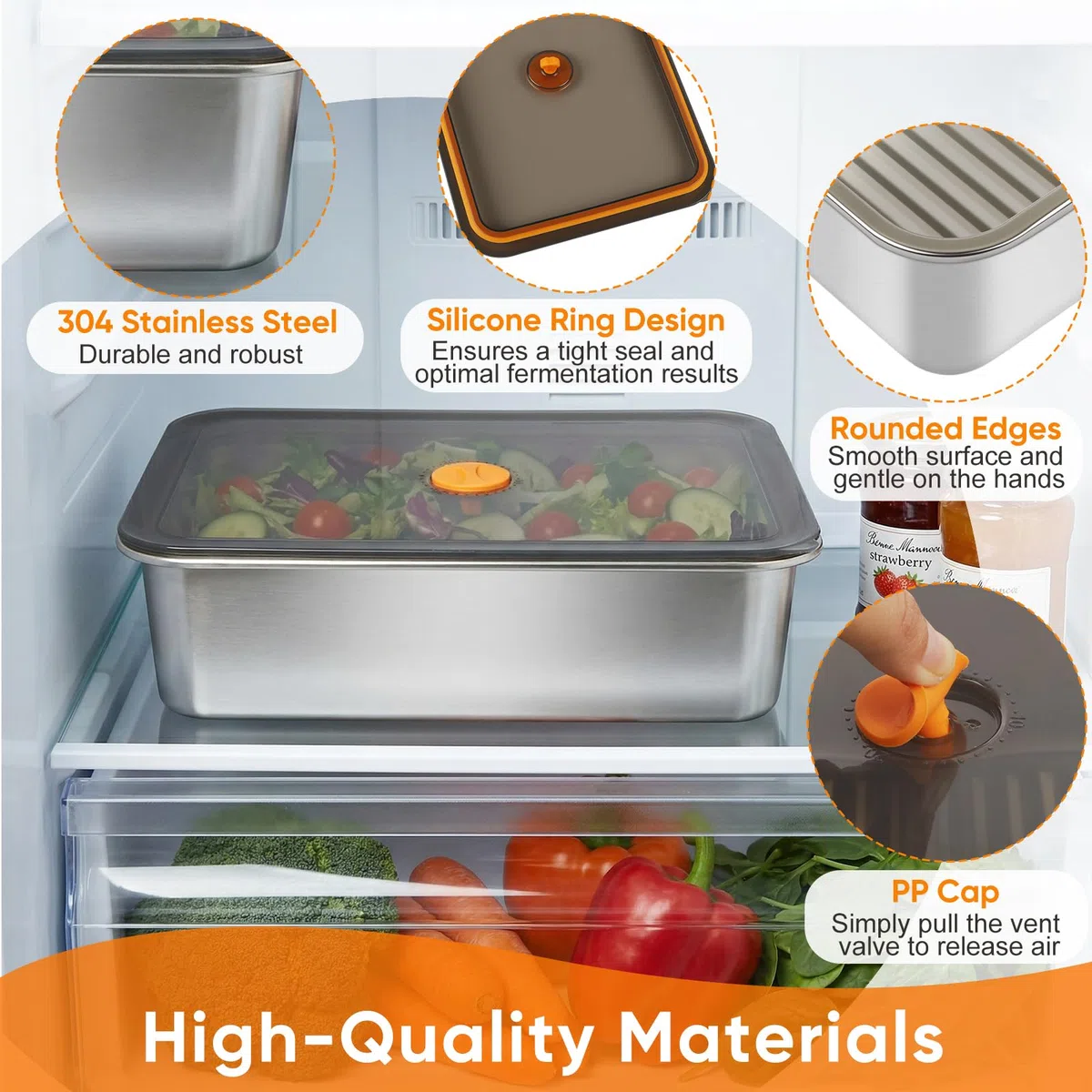 Contenedor para Fermentación de Pizza,Caja para masa con registro de fecha, caja de fermentación de acero inoxidable para masa de pizza, masa madre y masa con levadura para cocina y almacenamiento