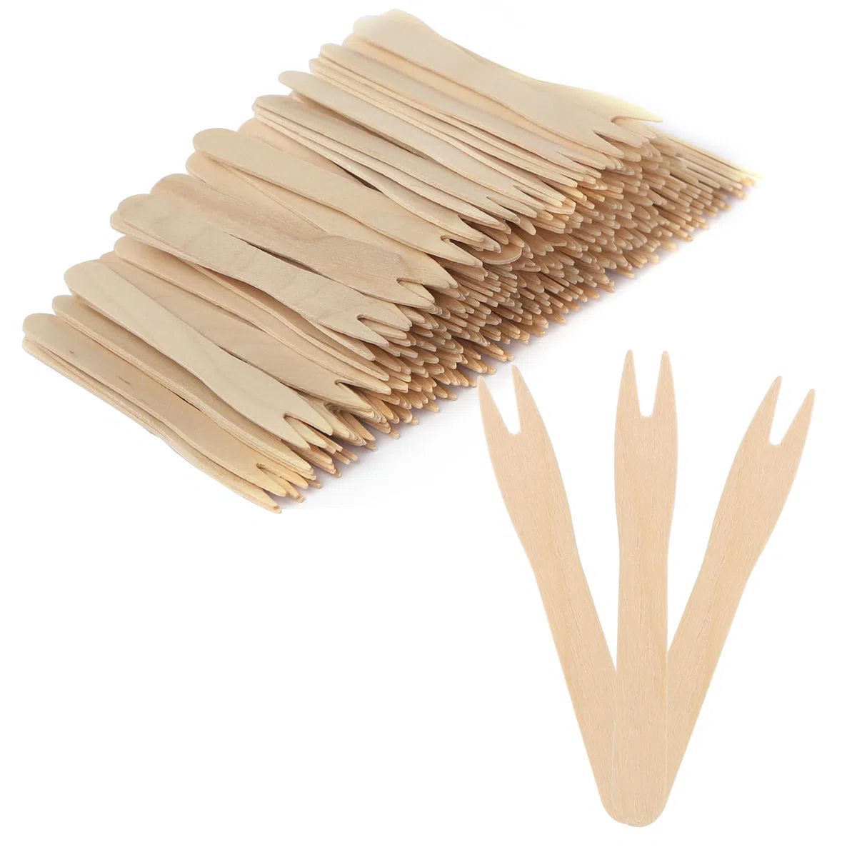 200 Piezas Tenedores de Patatas Fritas, 85mm Tenedores de Madera, Tenedores de Patatas Fritas de Madera Tenedores Pequeños Cubiertos de Madera para Fiestas Camping Pícnic Restaurantes