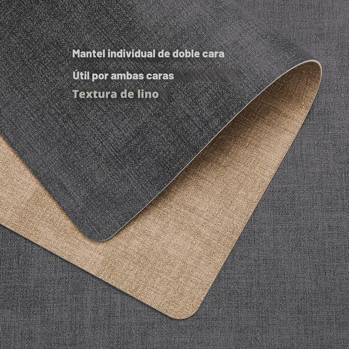 Myir JUN Manteles Individuales Plastico, Salvamanteles Individuales Antimanchas Lavables de Cuero, Antideslizantes Ipermeable Facil de Limpiar Mantel Individual (Juego de 4, Gris/Beige)