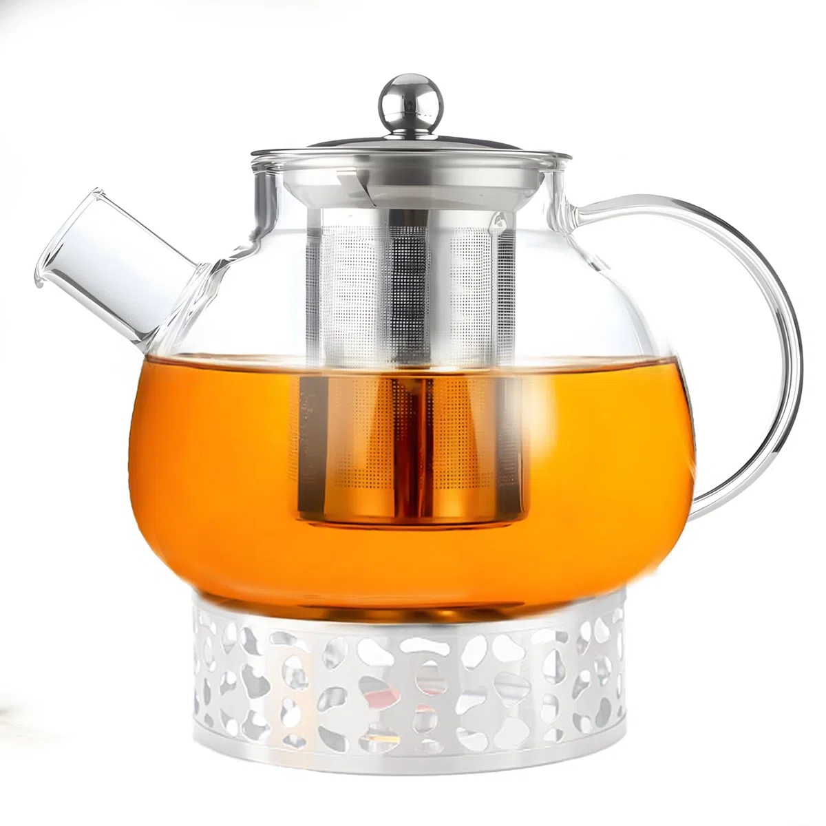 Tetera - 1000 Ml Tetera de Vidrio, Vidrio de Borosilicato, Teteras para Te con Filtro,Revestimiento del Filtro de Acero Inoxidable, Apto para Té Perfumado, Té Verde, Té Negro, Té de Frutas