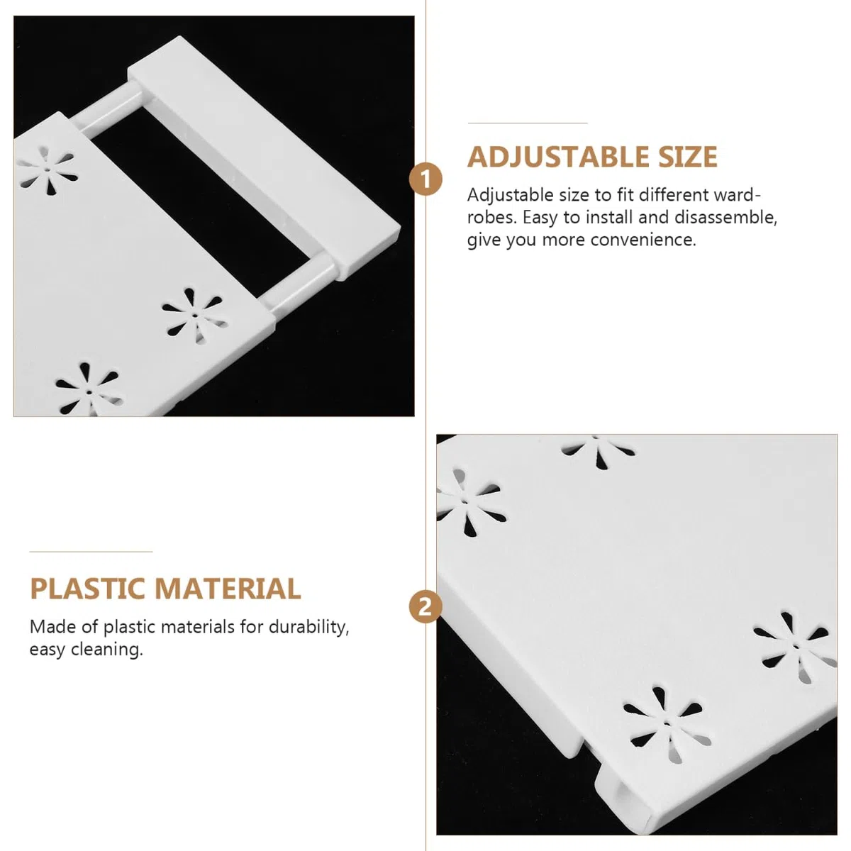Estante Extensible Ajustable Tamaño 32-48 Cm Divisor Organizador Versátil Limpieza Fácil para Armario de Plástico Blanco Adecuado para Estantes y Baño