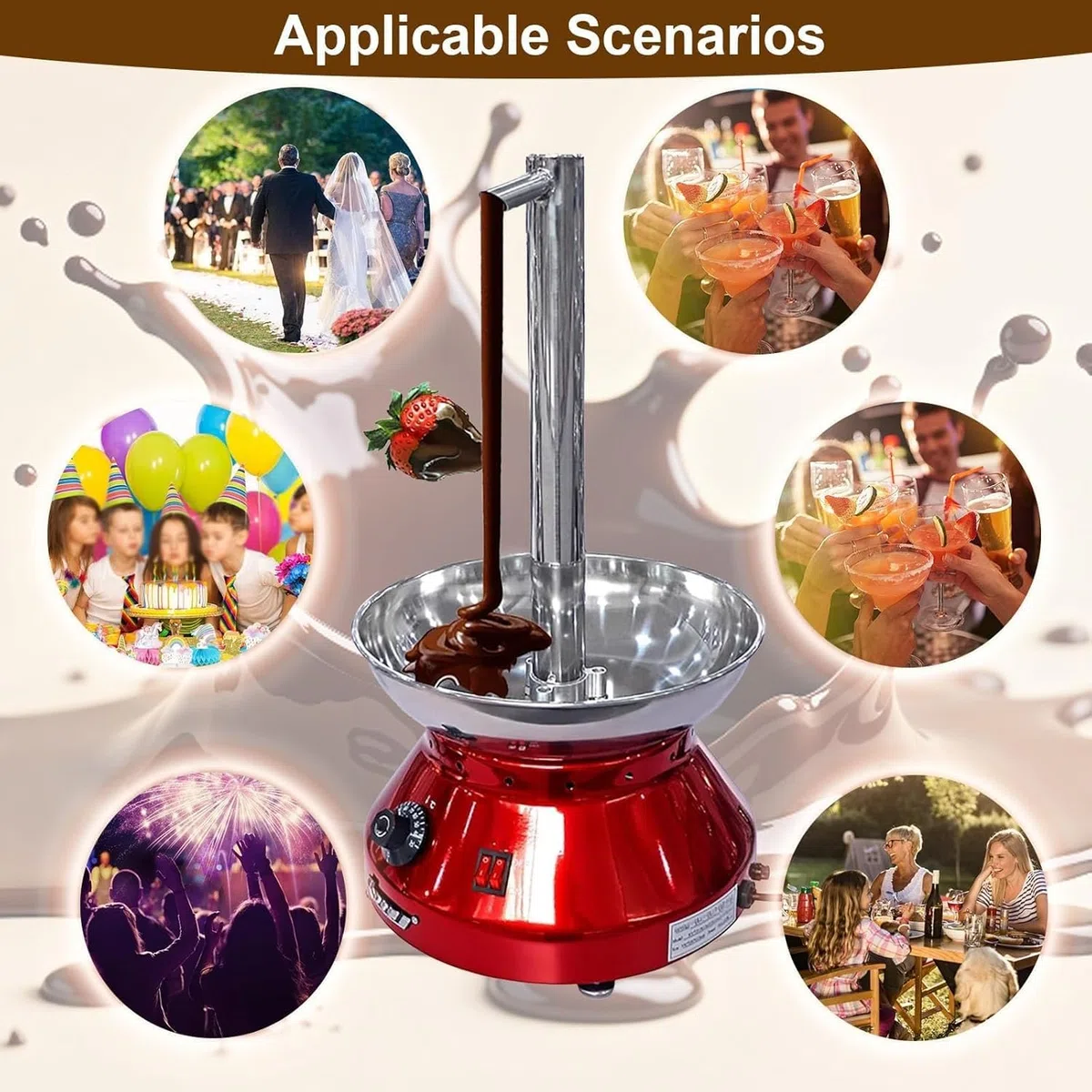 Máquina de fuente de chocolate de 3000 ml de capacidad, modelo de grifo para fiestas y bufés, perfecta para bodas y restaurantes