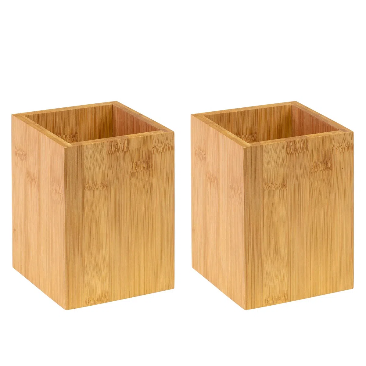 Westmark 2X Soporte para Utensilios/Organizador de Cocina, Cuadrado, Dimensiones 13,5 x 10 x 10 cm, Bambú, Tapas y Friends, Marrón Claro, 698622E3