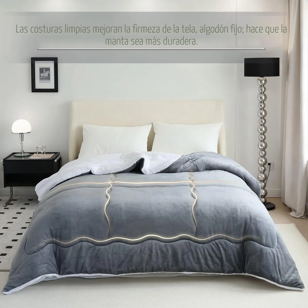CHOSHOME Manta Grande Invierno, Sherpa Franela Reversible Suave, Manta Caliente de Lana de Cordero Transpirable para sofá, Cama, Sillón (Gris,150X200CM)