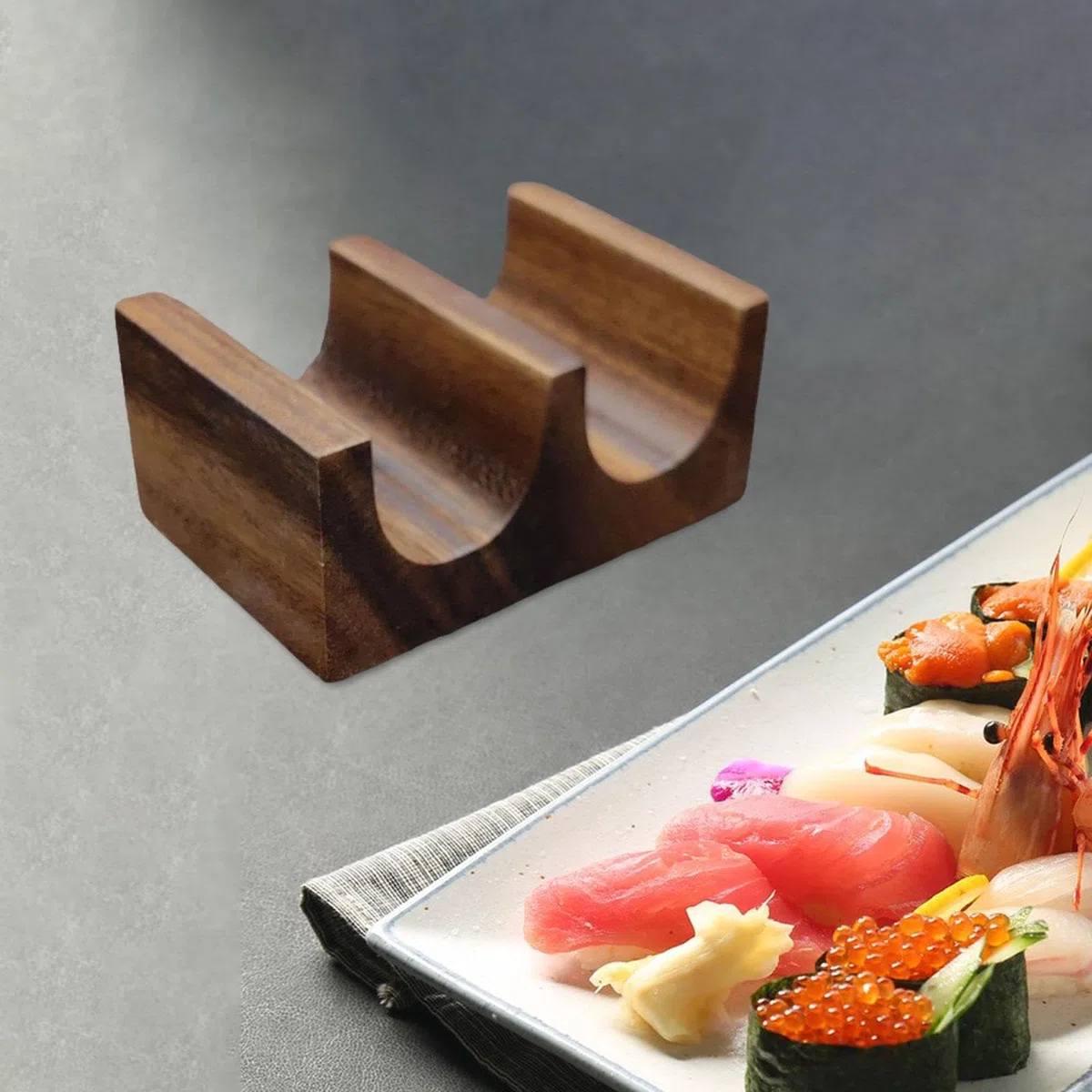 Soporte de madera para tacos, multiuso, para fiestas, 10 x 7 x 5 cm, doble