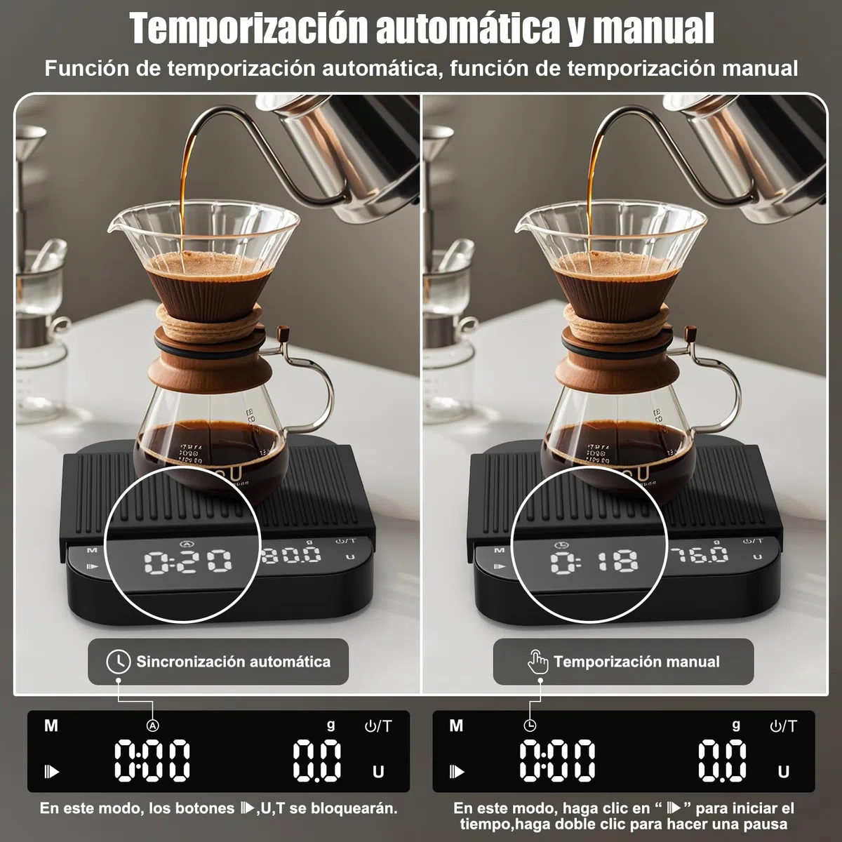 Bascula Cafe, [0.1g/3kg-Carga USB] Diyife Báscula de Café Digital con Temporizador, Escala de Café con LED Display, Tara Automática, Cubierta de Silicona, para Espresso y Goteo, Laboratorio, Joyería