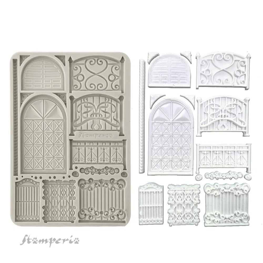 Stamperia - Silicon Mould A5 for Scrapbooking, Bullet Journals and More, Non-Stick, Suitable for Air-Dry Clay, Resin and More, Perfect for Crafts and Gifting (Favourites Refresh, Fence and Door)