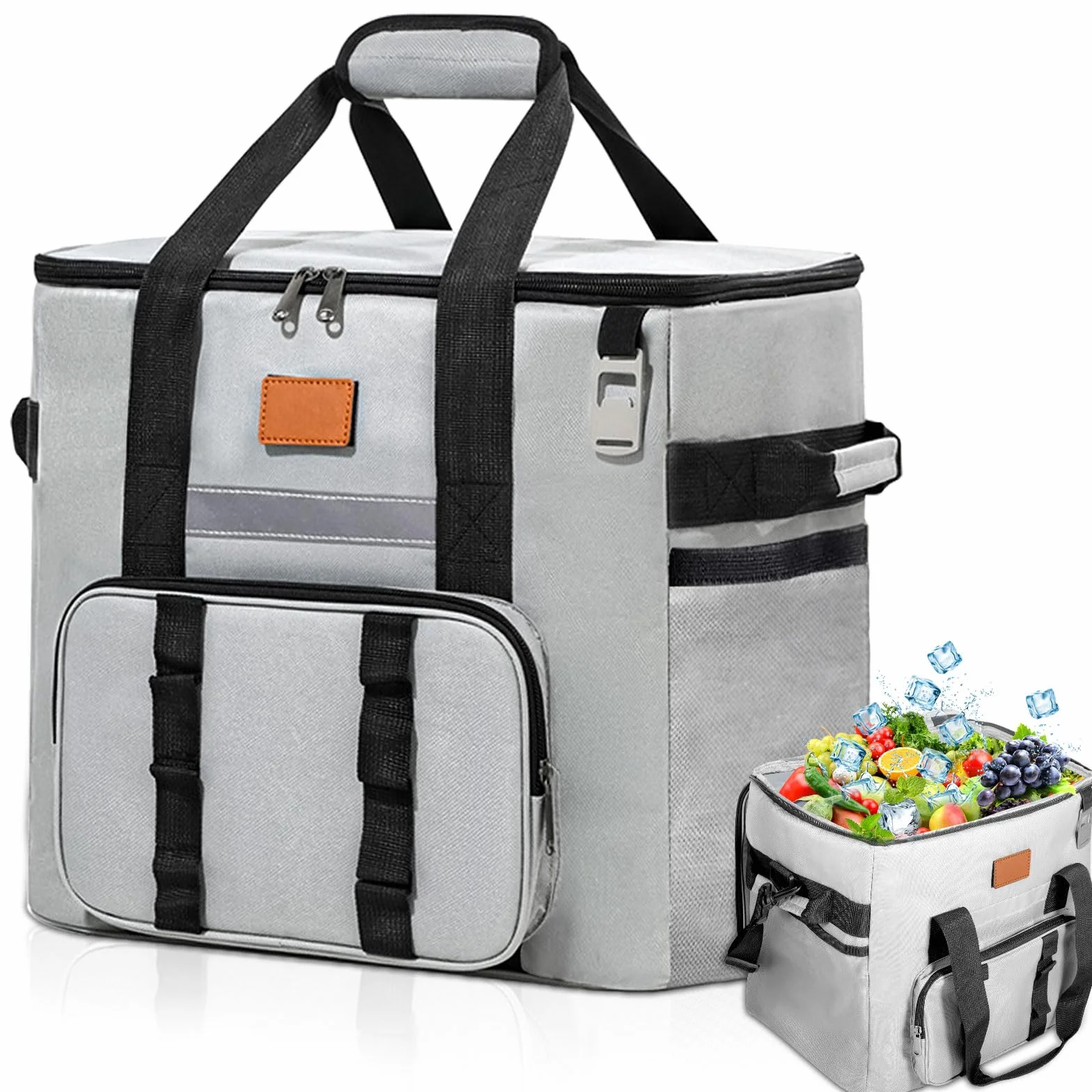 Bolsa Termica 40L Bolsa Térmica de Alimentos, Bolsa Nevera Porta Alimentos Grande, Plegable, Fácil de Limpiar, Bolsa Termica para Fiambrera Picnic, Playa, Almuerzo