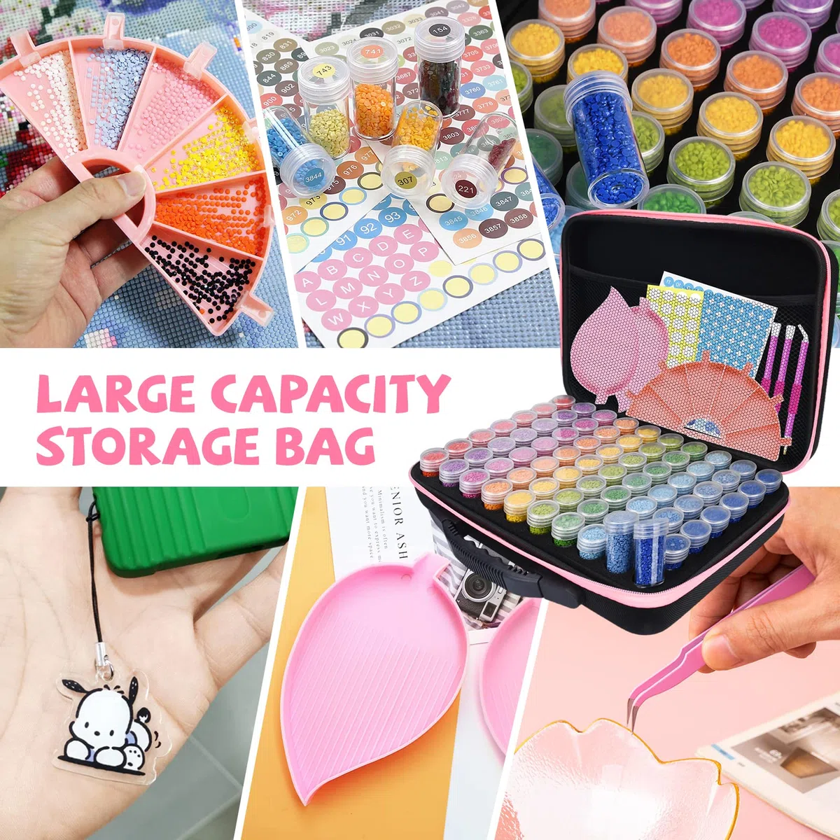 Diamond Painting Kit Completo,Contenedores de almacenamiento de pintura de diamante,70 Ranuras Diamond Painting Accesorios,Portátil,para Diamantes,Joyas