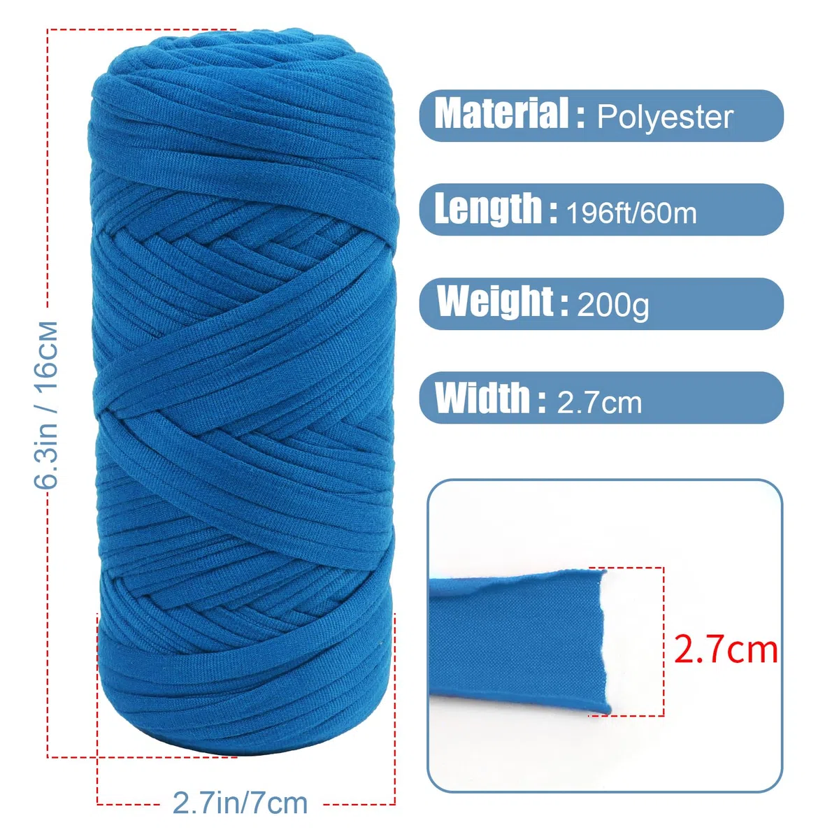 Uiopa Trapillo para Crochet, 200g/60m Hilo Crochet de Camiseta, Hilo Grueso Trapillo para DIY y Tejido, Bolso de Mano, Manualidades, Decoración Hogareña (Naranja)