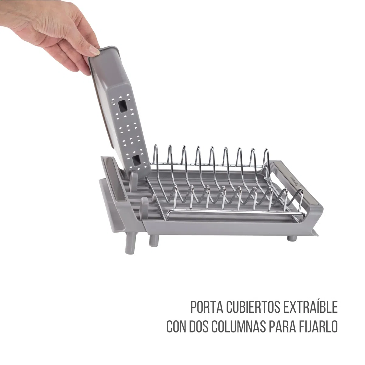Erreke Escurreplatos Plegable, Escurridor de Platos, Drena al Fregadero, Rejilla de Acero Inoxidable, Escurre Platos Pequeño Compacto Encimera Cocina, Escurreplatos sobre Fregadero, 28x20 cm (Gris)