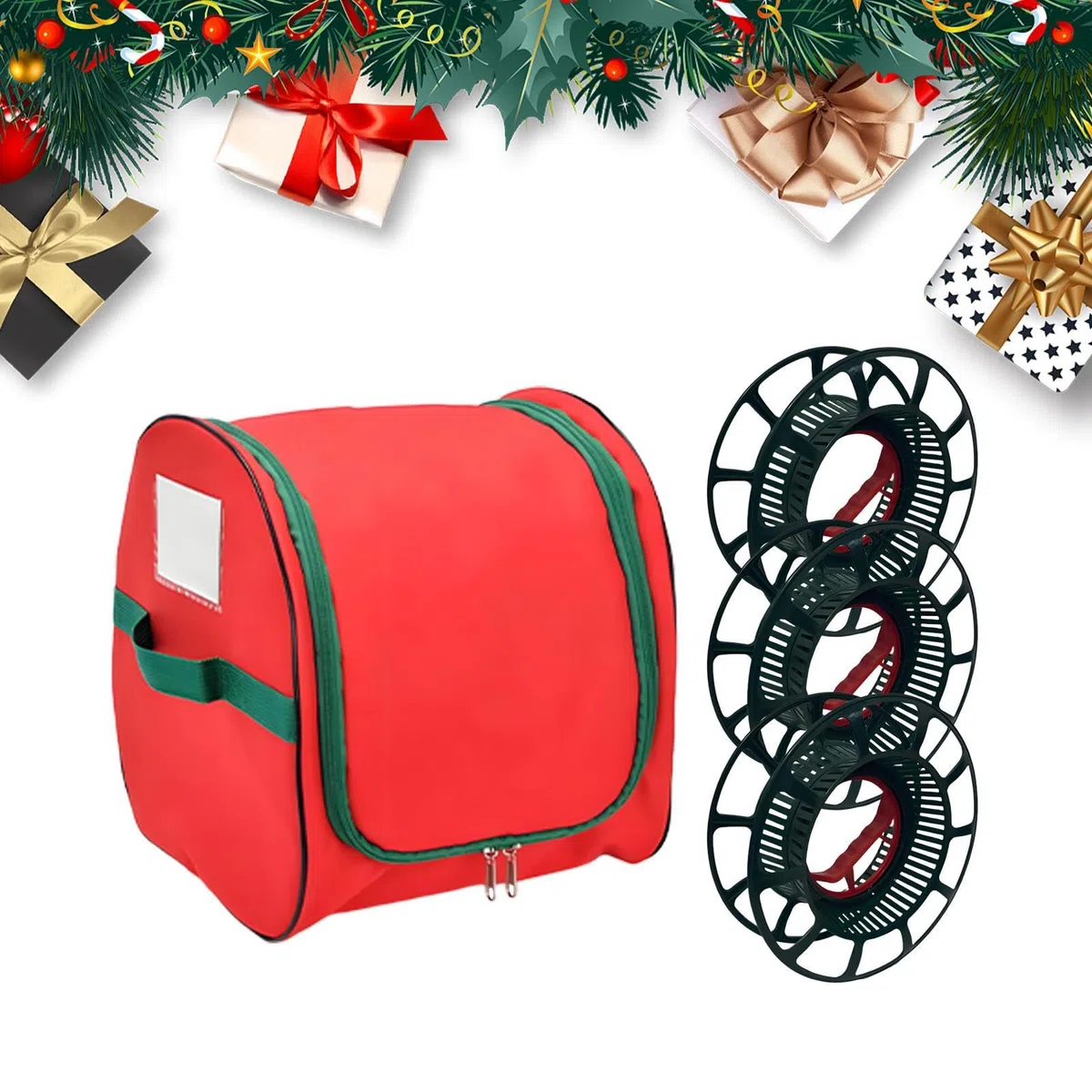 Contenedores Para Luces De Navidad - Organizador De Luces Navideñas Con 3 Carretes - Bolsa De Almacenamiento Para Hogar Garaje Sótano Exteriores Eventos Fiestas