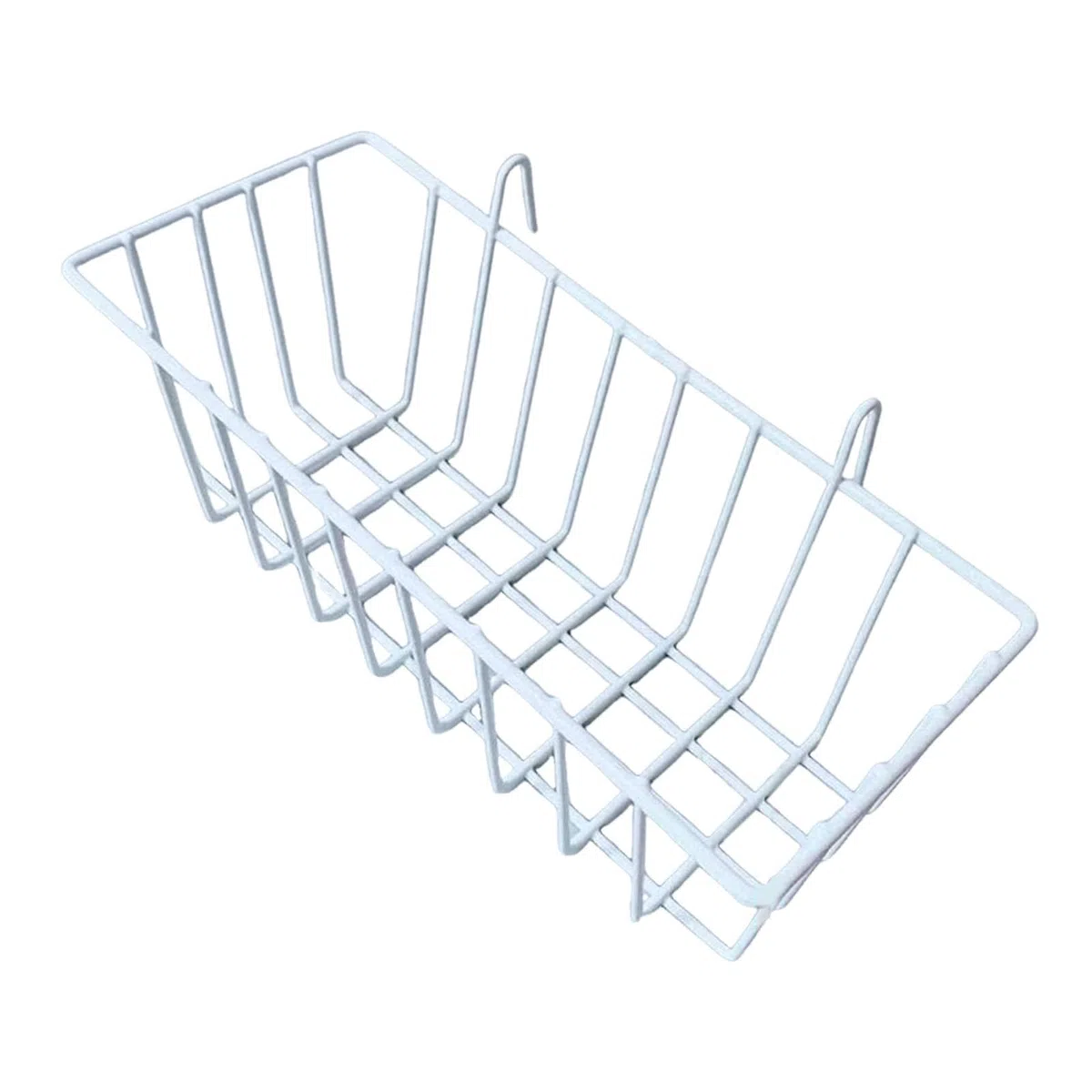 Cesta de Almacenamiento Colgante Hecha de Alambre de Metal, Organizador de Pared con Ganchos, Construcción de Hierro, Adecuada para Cocina, Despensa, Blanco, Individual