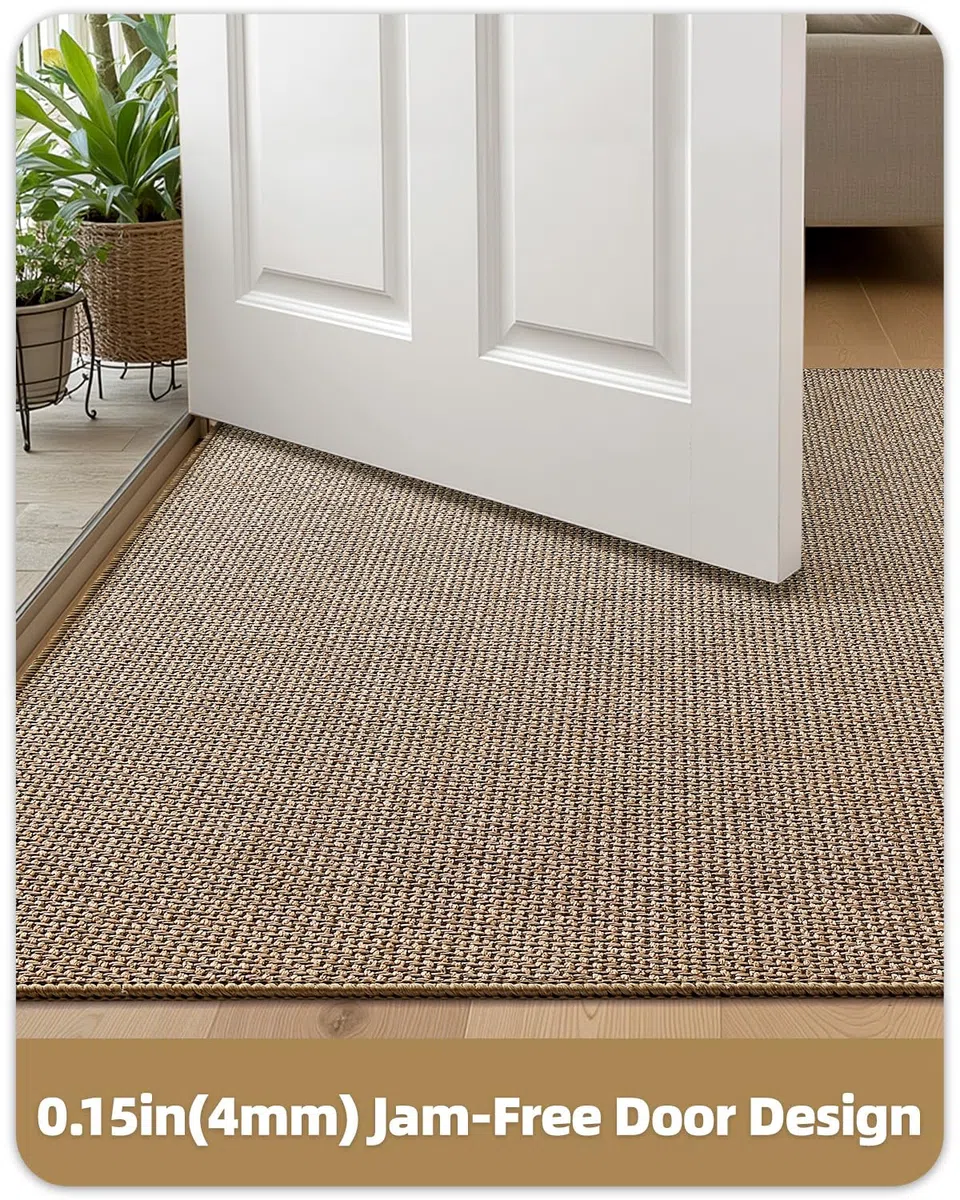 Color&Geometry Felpudo Interior 43 x 76 cm, Alfombra Delgada Antideslizante para Interior, Alfombra Trenzada estructurada, Alfombra Que Absorbe Agua y atrapa el Sucio, Beige Oscuro