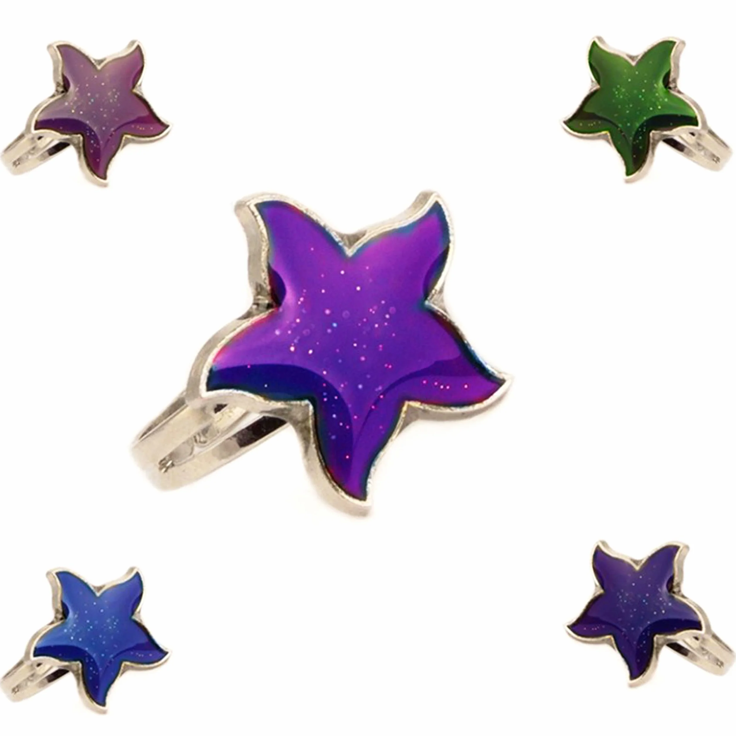 2 PCS Oval Mood Ring Retro Style Adjustable Finger Ring for Lovers Friends-One Size fits All