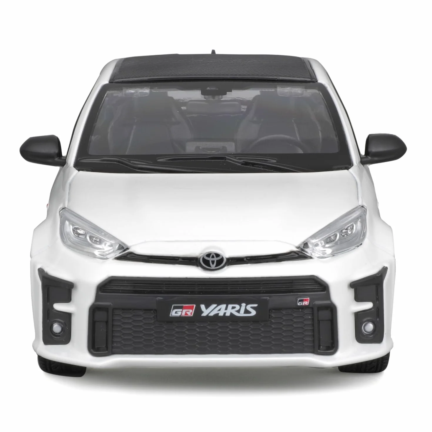 COLORBABY Burago Maqueta Coche Toyota GR Yaris, Escala 1:24, Diseño aerodinámico en Rojo o Blanco, Fabricado en Die-Cast Metal, Puertas de Apertura Manual, Interior detallado (78126)