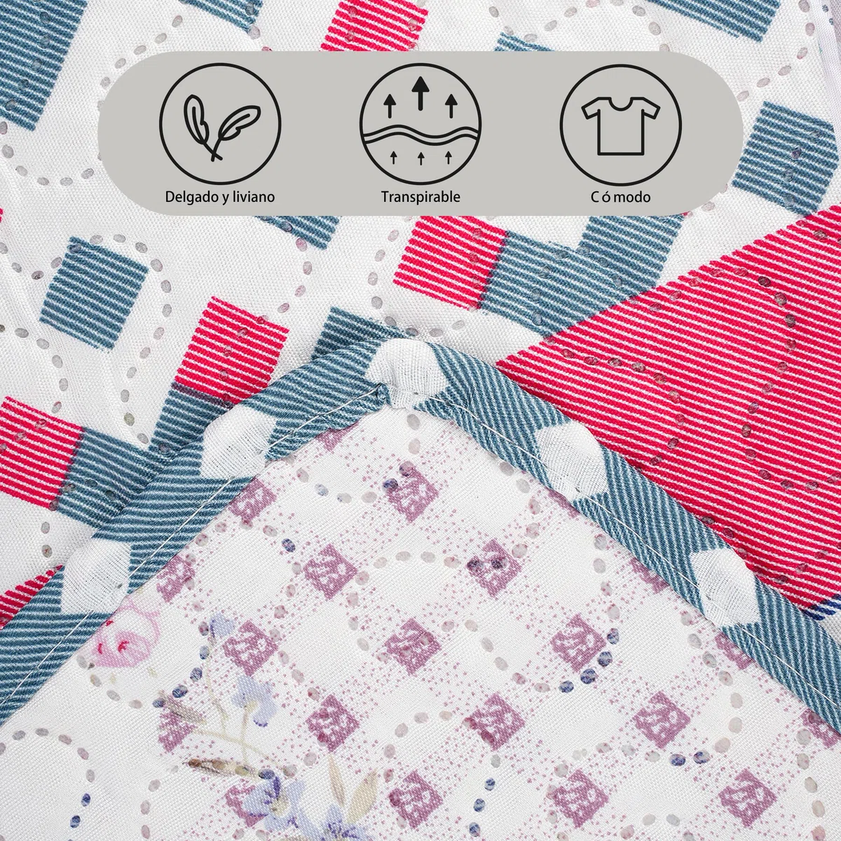 Colcha Bouti 250x260cm Reversible Estampada 100% Microfibra Extra Suave Colcha Cubre Cama Multiusos para Primavera y Verano Incluye 2 Fundas de Cojín, Cama 140/150/160cm - Cuadros Vibrantes