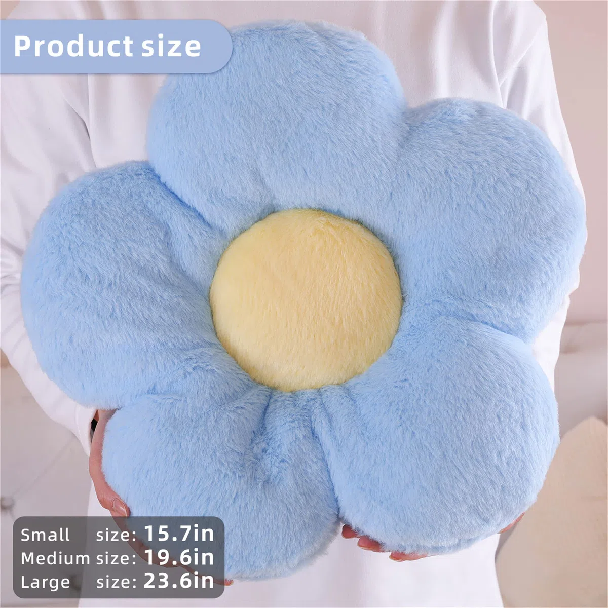 Almohada de Flores de Peluche Cojín de Suelo Cojín del Asiento de la Silla Almohada Decorativa Sofá Cama Almohada (40CM, Pink White)