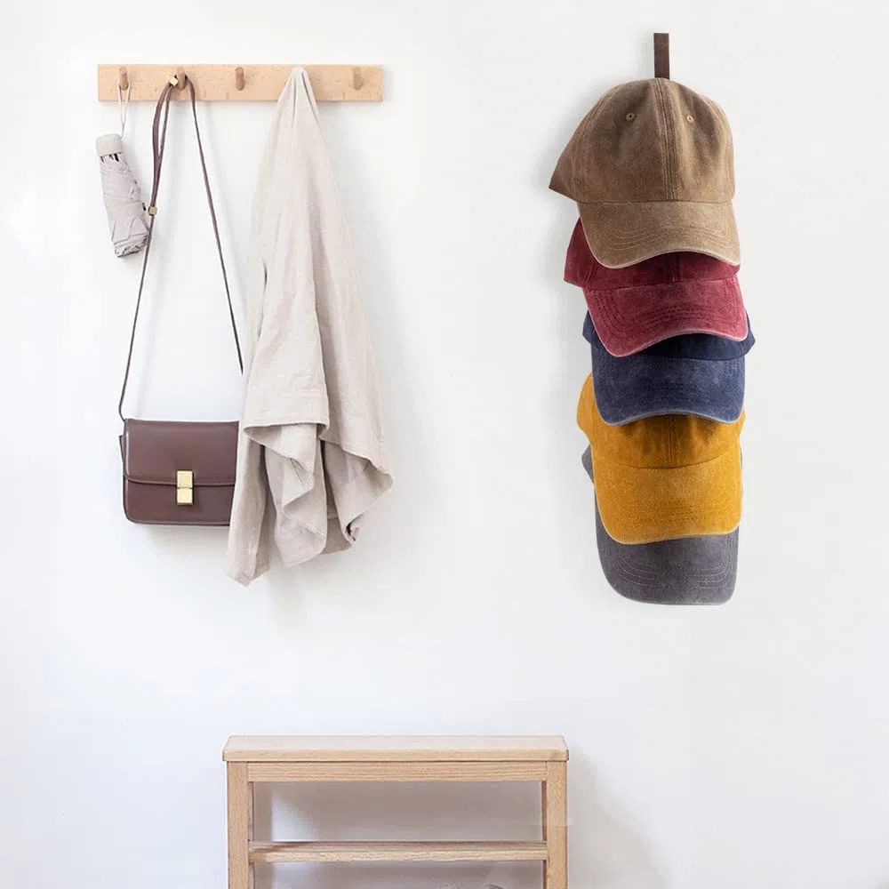 3 soportes para sombreros para gorras de béisbol, organizador de almacenamiento de sombreros de madera montado en la pared, soporte vertical de pared para sombreros, estante de exhibición para puerta