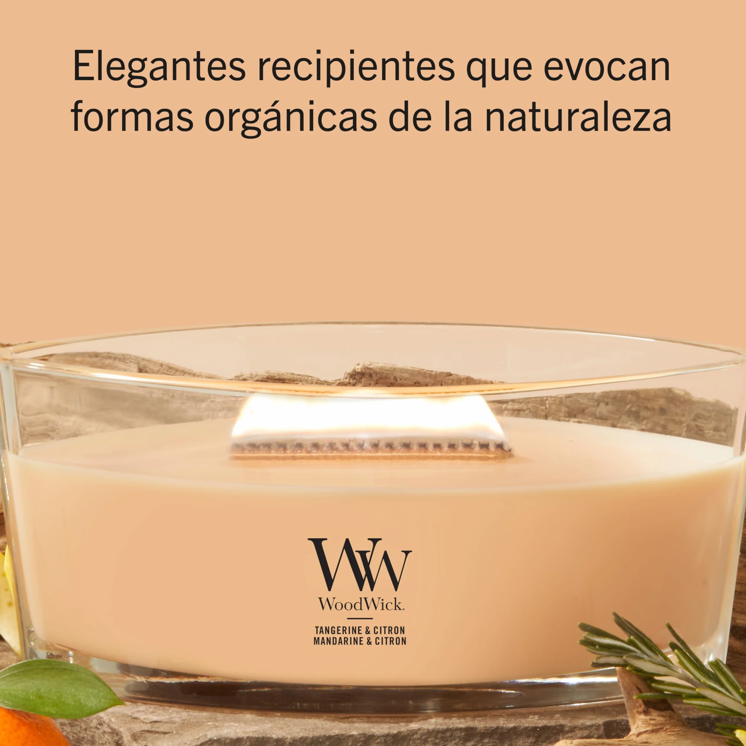 WoodWick | Vela Elíptica | Mandarina y Limón | Gran regalo para mujeres