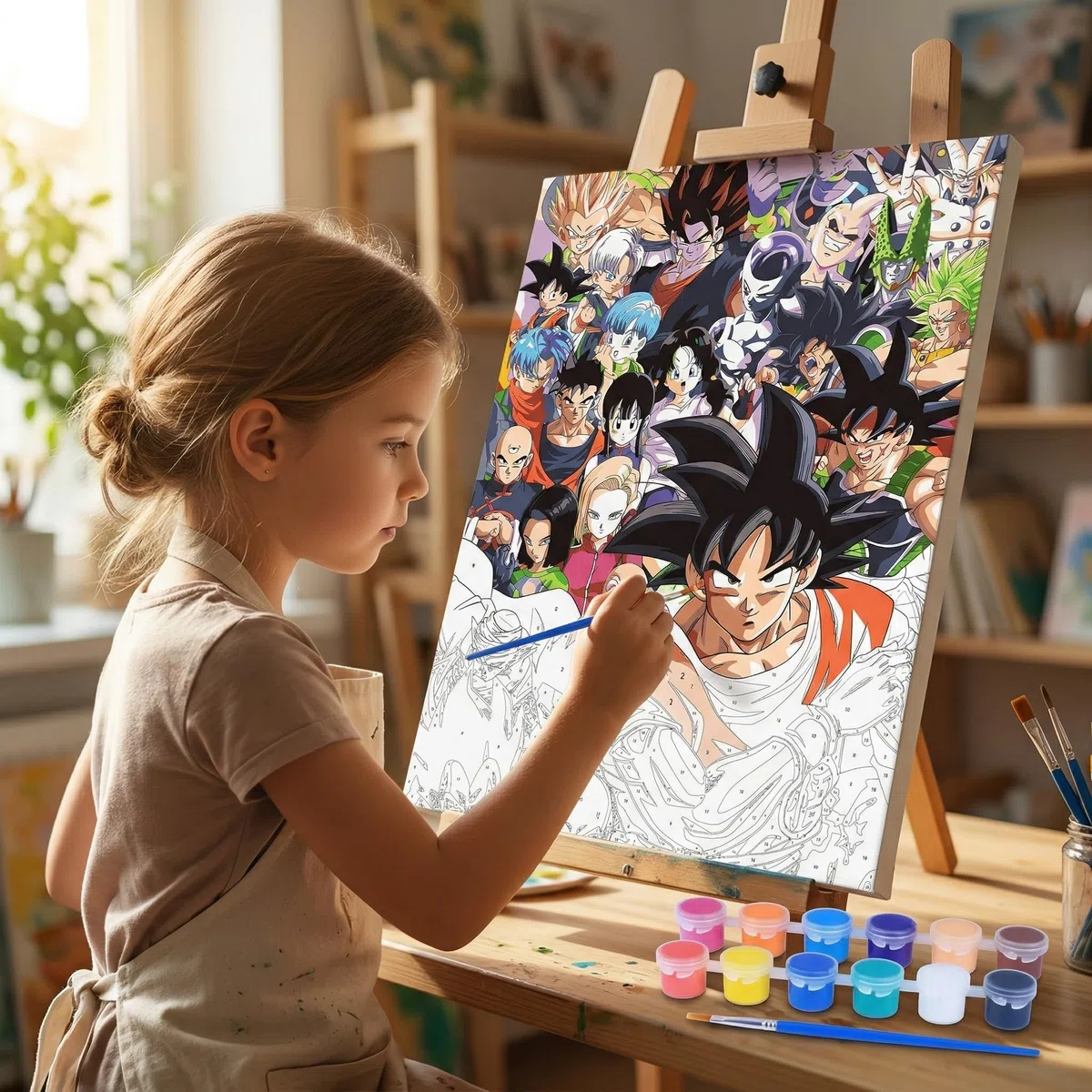 ZPPLD Pintar por números, anime pintura por números, pintura por números adultos, pintura por números para adultos, con pincel de pigmento acrílico, dibujo 40 x 50 cm (D)