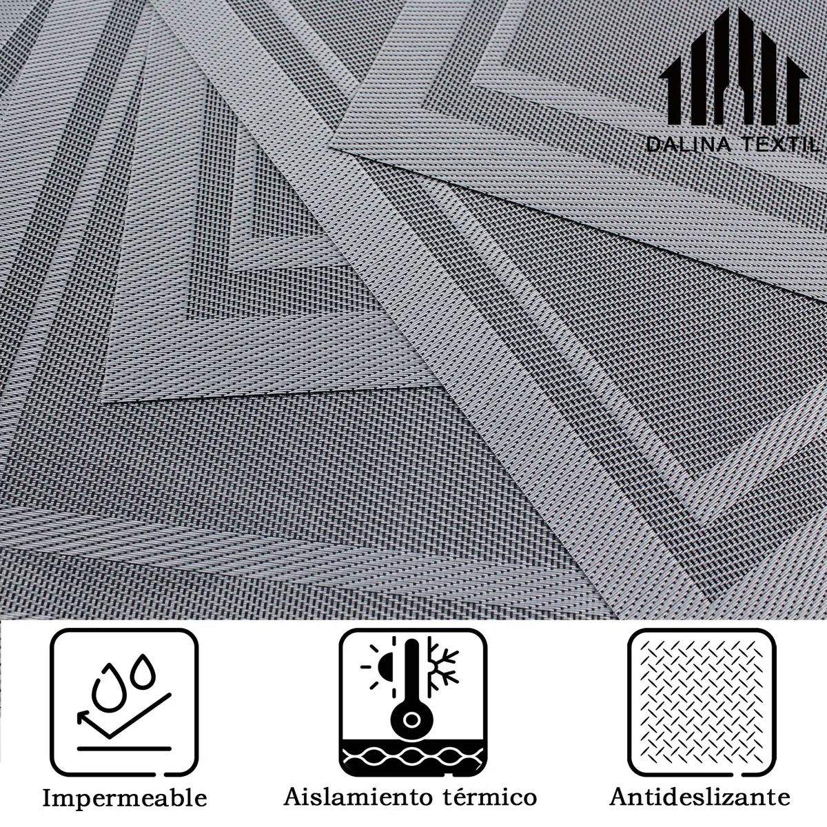 DALINA Textil- Salvamanteles Individuales Juego de 6 - Manteles Individuales Antideslizante, Resistentes al Calor, Lavables para Cocina y Comedor 30x45CM,6 Unidades Gris