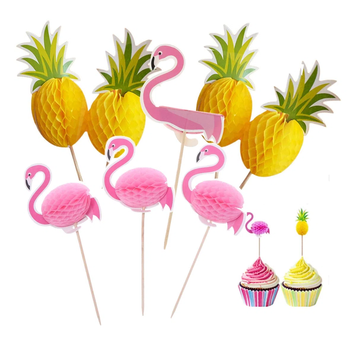 100 Cake Topper Flamenco Una Vez Cake Topper Brochetas de Bambú para Cócteles Pinchos de Madera para Decoración de Fiestas para Tartas Decoración Cupcakes Cócteles Fruta Decoración Banquete de Boda