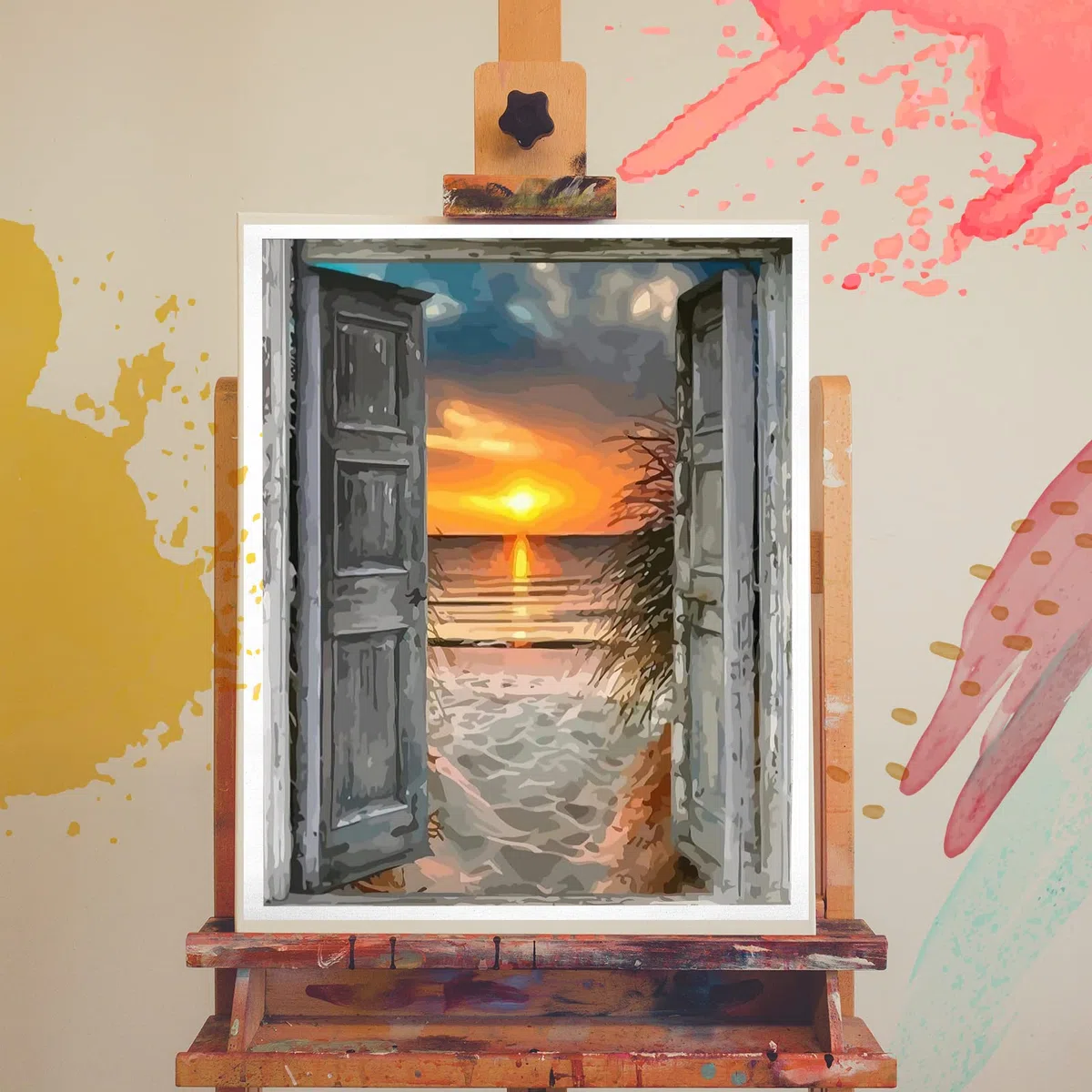 Hjjdiyes Pintura por números para adultos, puesta de sol en el mar. Kit de manualidades de pintura al óleo con lienzo sin arrugas, pinceles y pintura acrílica. Paisaje, para regalo, 40 x 50 cm