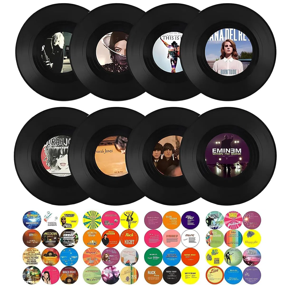 LZYKJGS 8 Piezas Disco De Vinilo Retro, Estilo Aleatorio, Pared De Decoración De Discos De Vinilo, Diseño Retro De Discos De Cd, para Puede Utilizar En Café (7 inch)