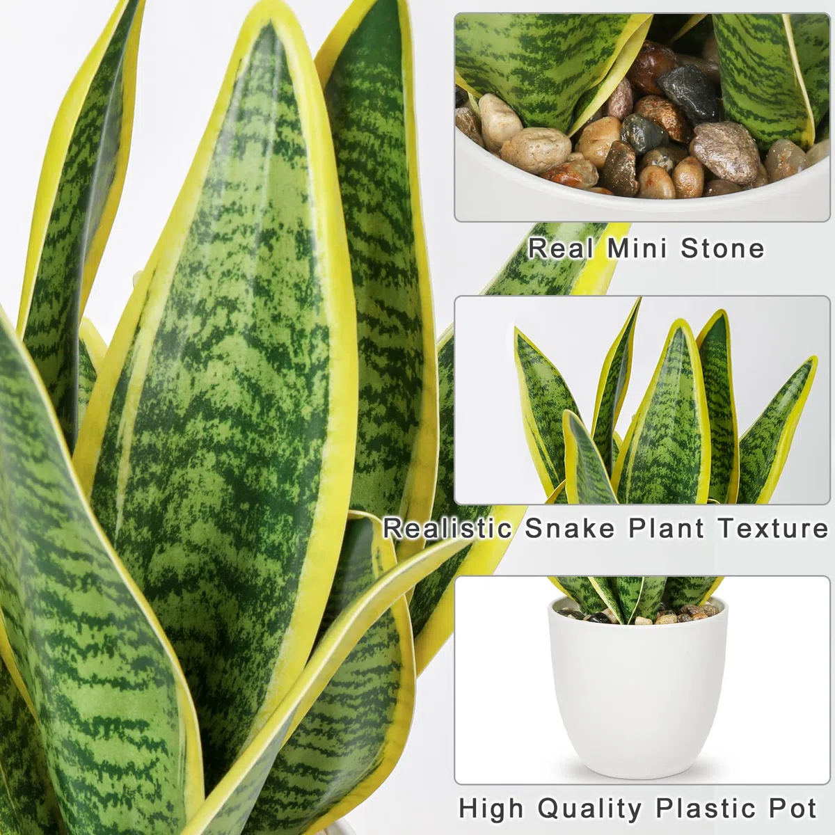 Oairse 31cm Sansevieria Planta Artificial en Maceta de cerámica, pequeña Planta de Interior, Planta de Serpiente Artificial, Plantas Artificiales como verdaderas, baño, Dormitorio