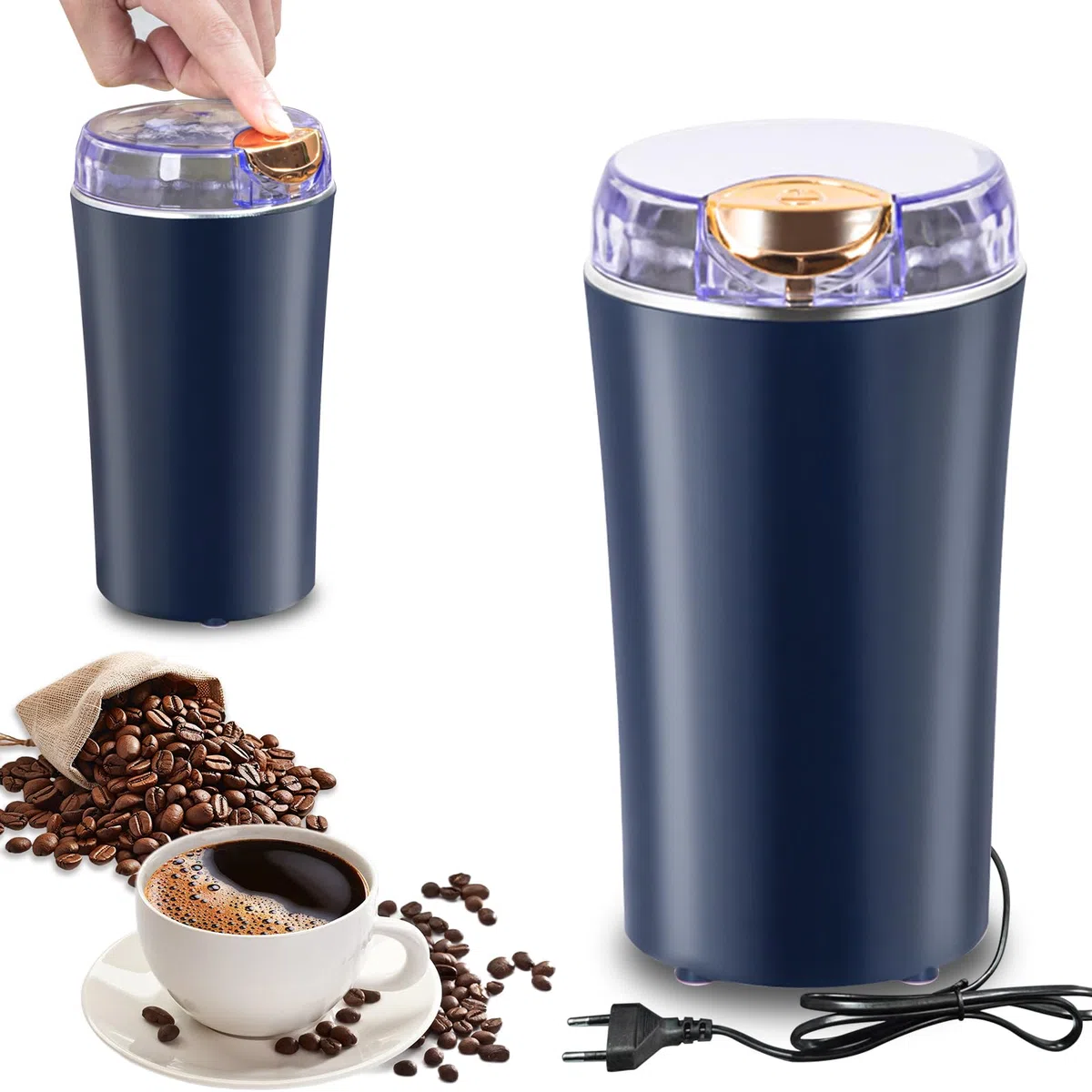 Suevut Molinillo de Café Eléctrico, 80g 200W Molinillo de Cafe, con Cuchillas de Acero Inoxidable Molinillo Cafe Electrico Portátil Molino Café para Granos de Café, Especias, Granos, Frutos Secos