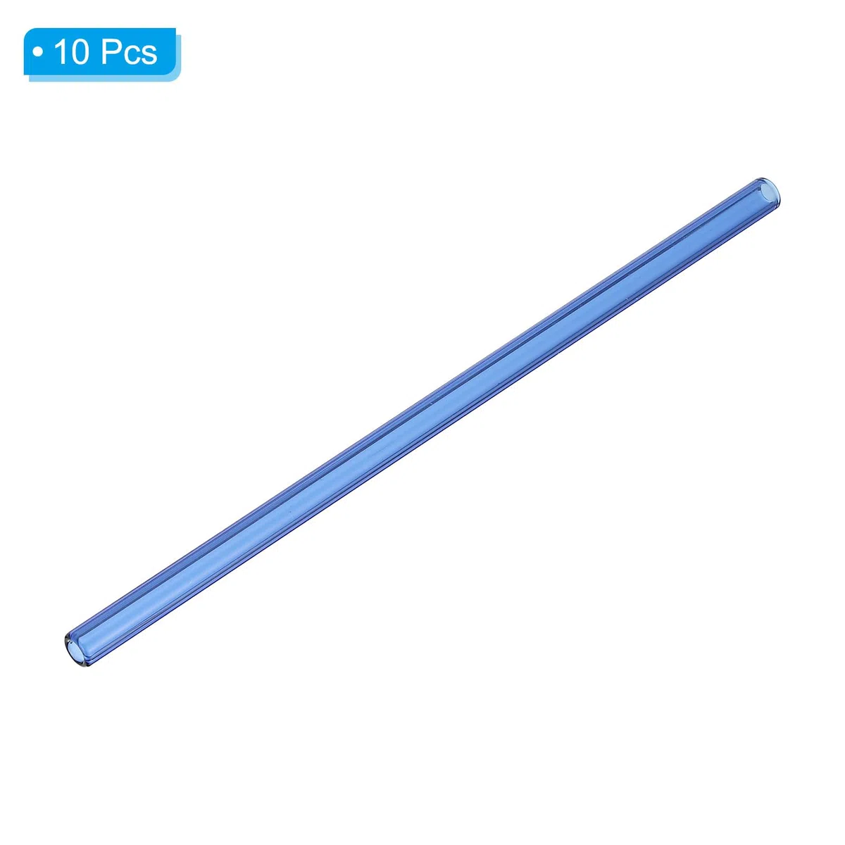 PATIKIL 20cm Tubos de Vidrio Borosilicato, 10pcs Pajita Cristal Reutilizable Corta Recta Resistente a Rotura para Soplado y Sorbete Bebida, Azul