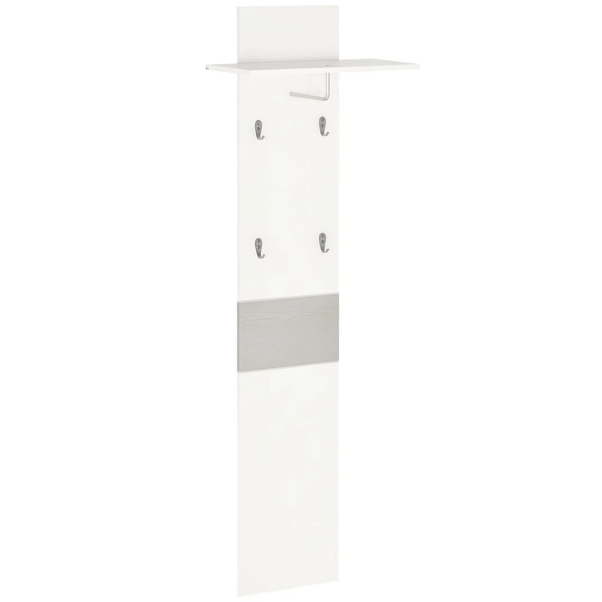 HOMCOM Perchero de Pared con 4 Ganchos Estante de Pared de Almacenamiento con Barra Colgante de Aluminio para Entrada Dormitorio Pasillo 50x23,5x160 cm Blanco