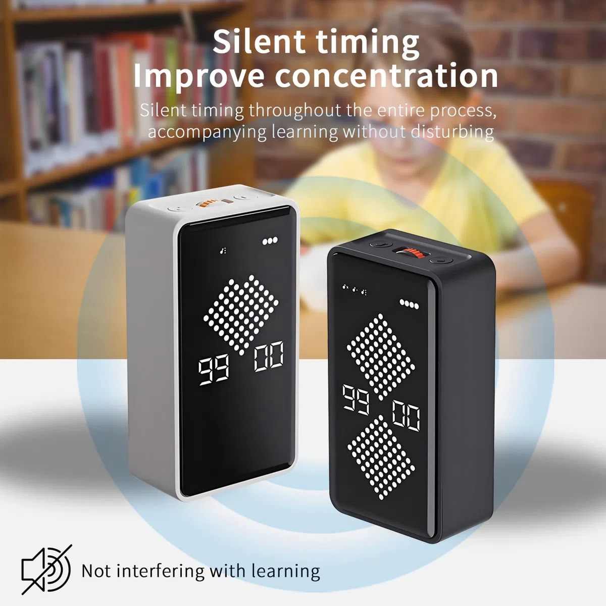QUMOX F8 Temporizador de Reloj de Arena Digital – Temporizador Volteable con Pantalla LED, Cuenta Regresiva y Cronómetro, Silencioso, Magnético, Recargable, para Estudio, Cocina y Oficina (1–99 Minuto