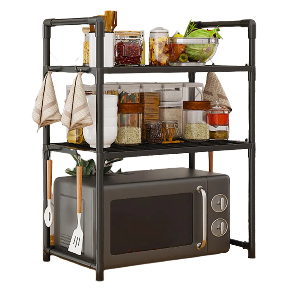 Soporte Para Microondas De 2/3 Niveles, Estante Organizador De Cocina Estantes Para Microondas Soporte Microondas,Estante Microondas, Mueble Para Microondas Con Ganchos